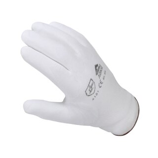PU beschichtete Nylon-Handschuhe weiß, Gr. 7-10 (1 Paar)